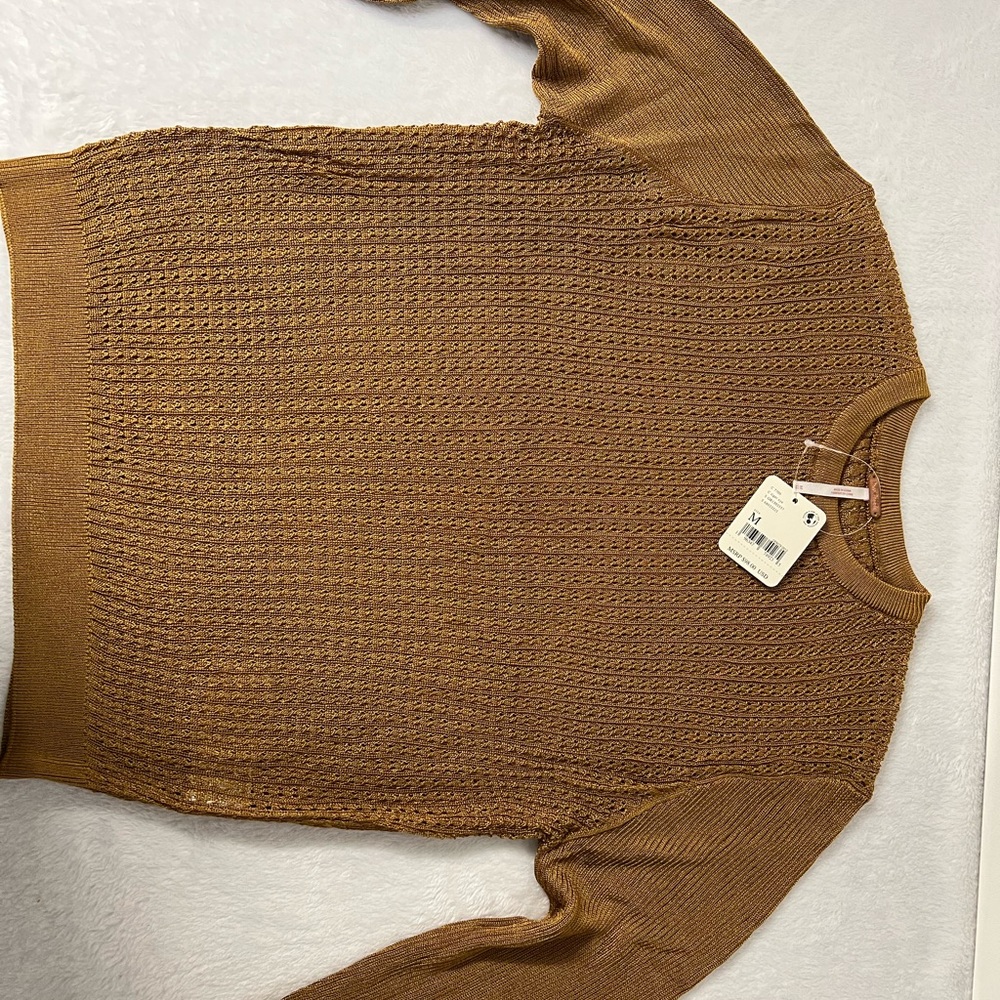 NWT-Free People H2O Crew Pullover Sweater Tiger Eye-M & L also in Black & Jade - Picture 4 of 12